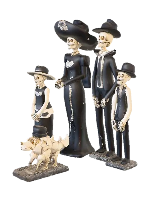 theres 3 ghouls/ a skeleton family in this photo in black with skeleton faces, please recreate the… - Generated AI 생성 3D 모델