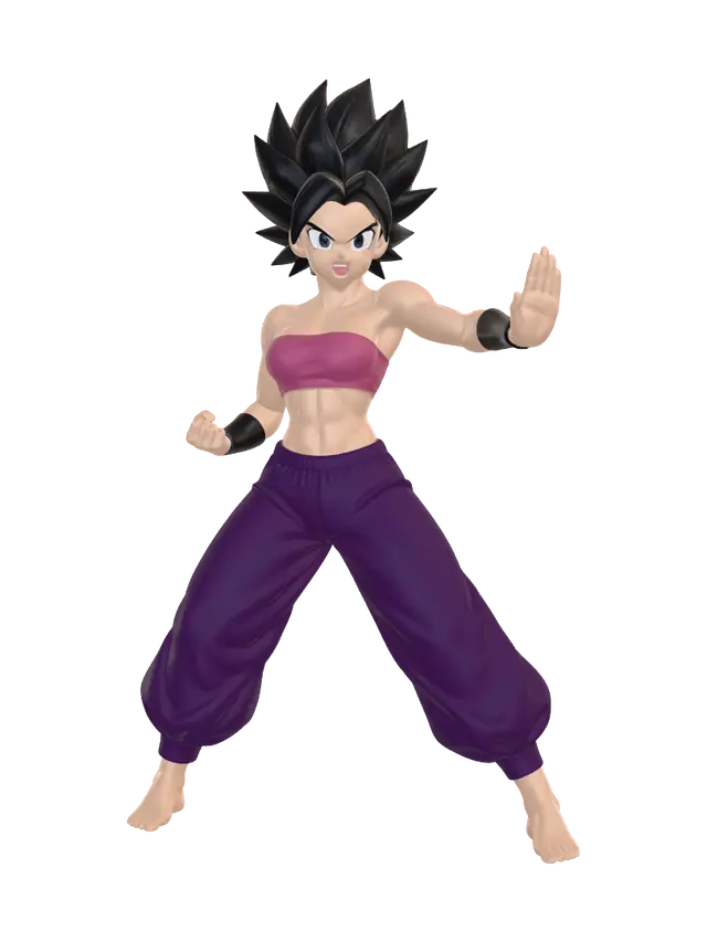 Dynamic Saiyan Battle Pose - Super 3D model, vytvořený pomocí AI