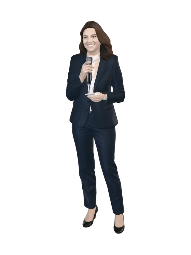 3D model for Corporate Presenter in Navy Suit