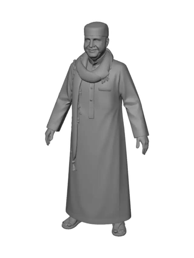 3D model for Traditional Brown Thobe with Keffiyeh Portrait