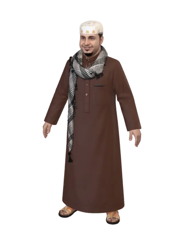 3D model for Traditional Brown Thobe with Keffiyeh Portrait
