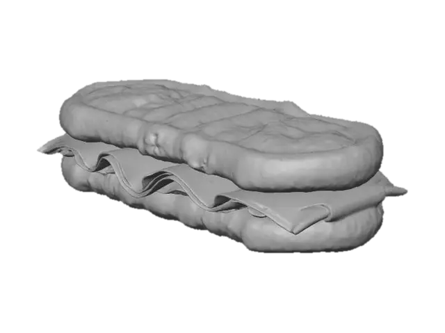 3D model for panini with slightly melted cheese and ham