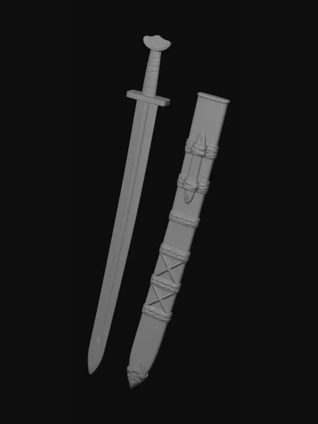 3D model for Longsword with Leather Scabbard