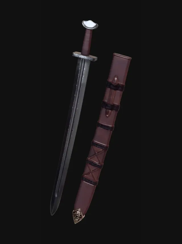 3D model for Longsword with Leather Scabbard
