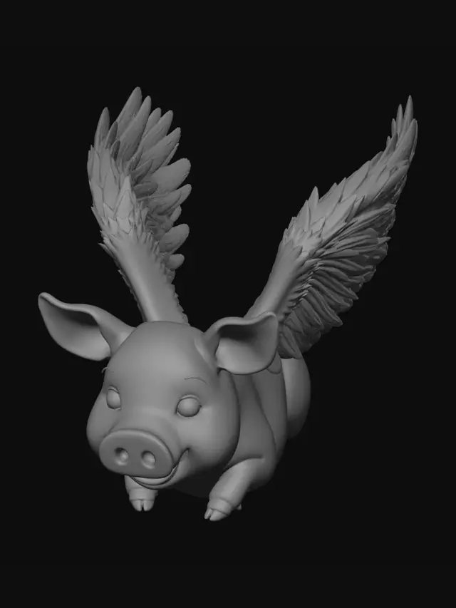 3D model for a pig with flying wings