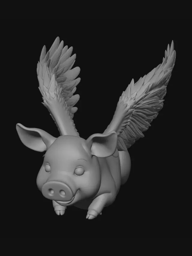 3D model for a pig with flying wings