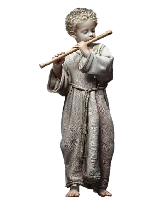THE BURLAP FLUTIST - Musician 3D model, vytvořený pomocí AI