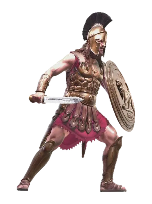 Spartan Hoplite with Lion Shield 3D model, vytvořený pomocí AI