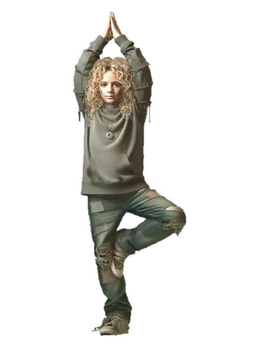 TREE POSE JAX GREY - Yoga 3D model, vytvořený pomocí AI