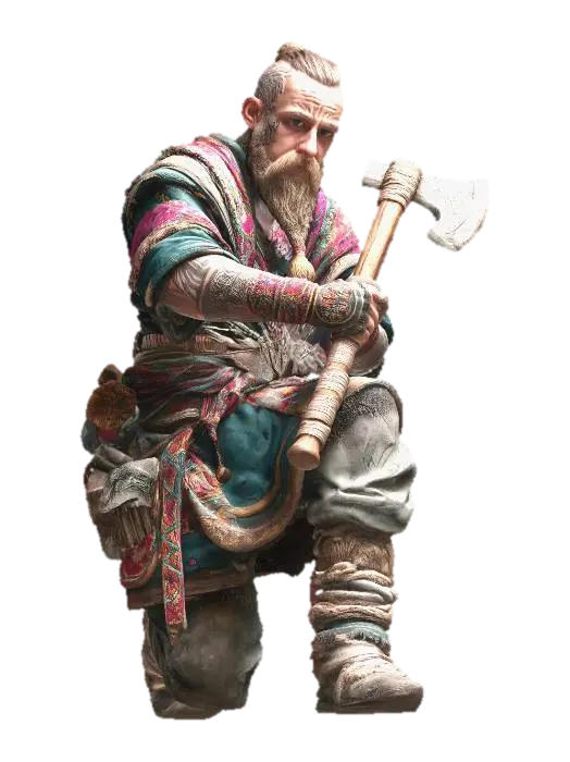 TATTOOED AXE WARRIOR - Tattoo 3D model, vytvořený pomocí AI