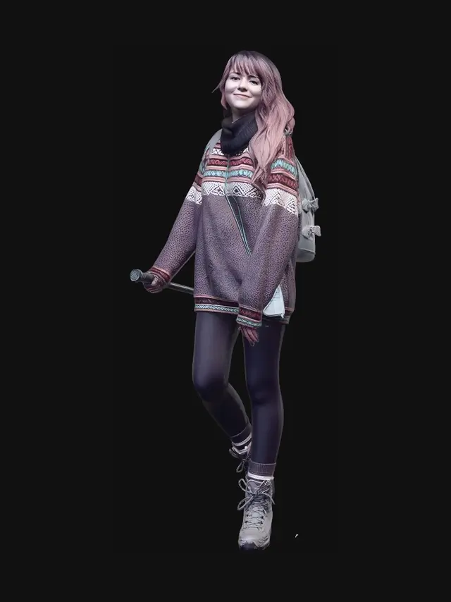 3D model for Hiker in a Cozy Knit Poncho