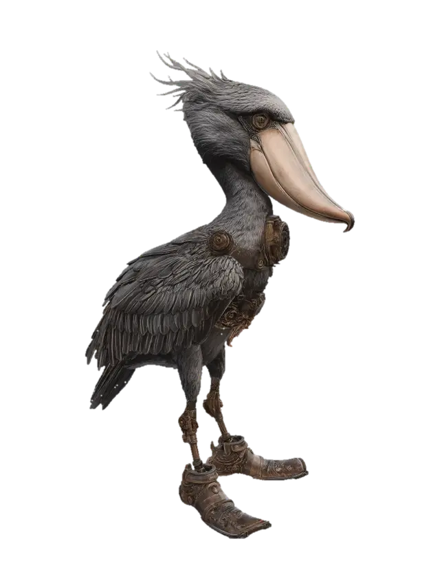 Clockwork Pelican 3D model, vytvořený pomocí AI