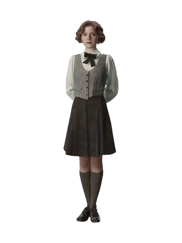 Timeless Schoolgirl Portrait - Softlight 3D model, vytvořený pomocí AI