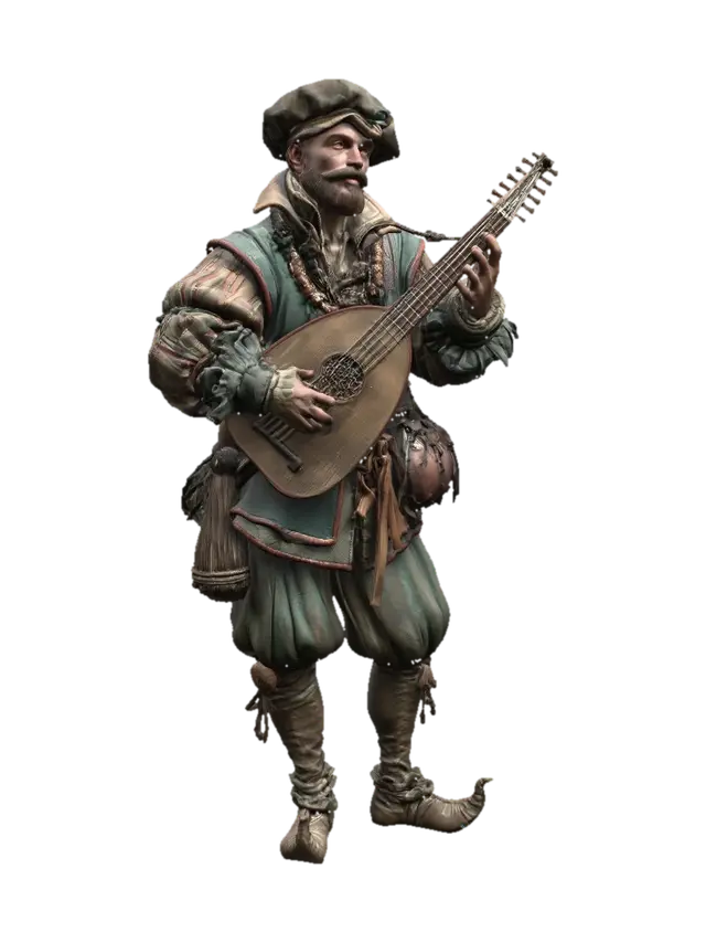 Wandering Minstrel - Bard 3D model, vytvořený pomocí AI