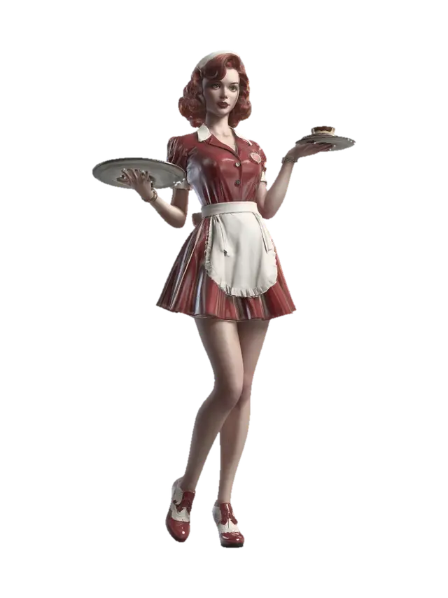 Scarlet Diner Waitress 3D model, vytvořený pomocí AI