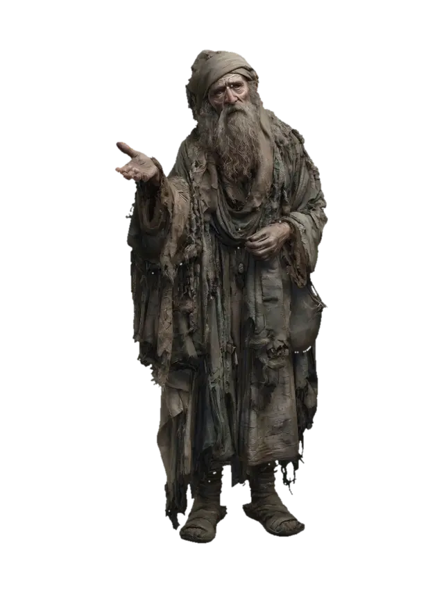 The Ragged Hermit - Wanderer 3D model, vytvořený pomocí AI