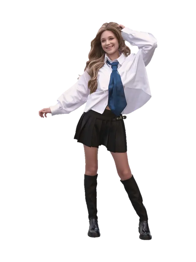 3D model for Urban Schoolgirl on a Bridge