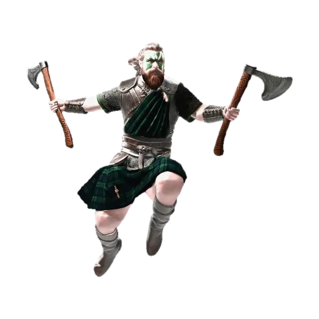 Highland Axeman in Flight 3D model, vytvořený pomocí AI