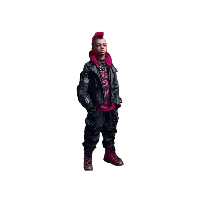 Modello 3D Neon Mohawk Rebel, generato dall’IA