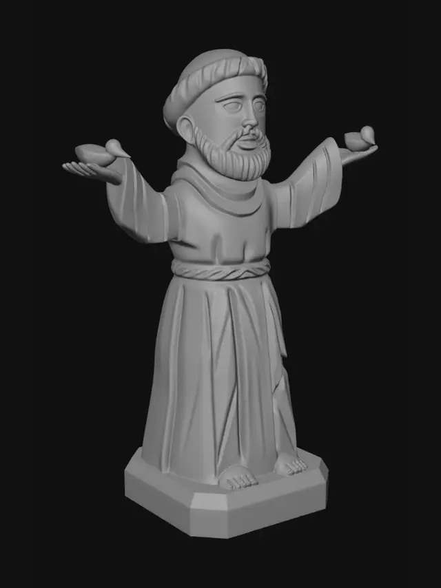 3D model for Wooden Robed Alien Statue