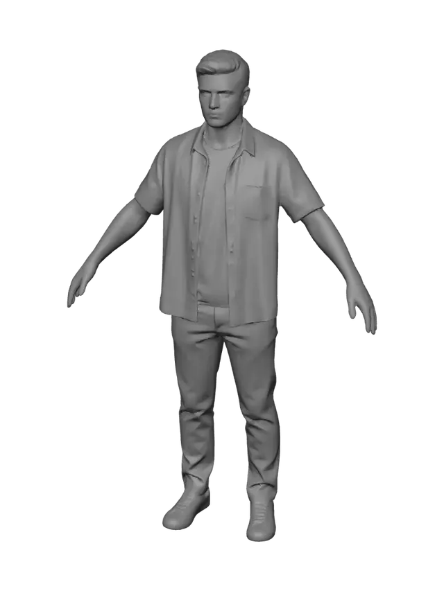 3D model for White Outfit in a T-Pose