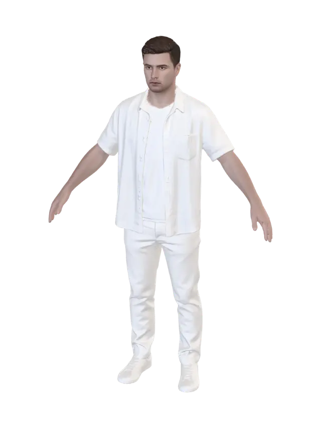 3D model for White Outfit in a T-Pose
