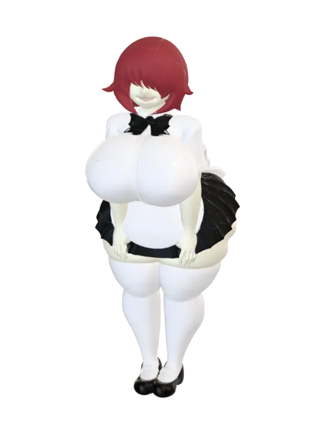 3D model for Curvy Queen in a Red Dress