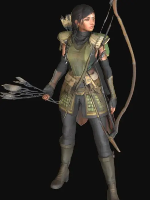 3D model for A female Saracen scout from daoc wearing scarabs vest