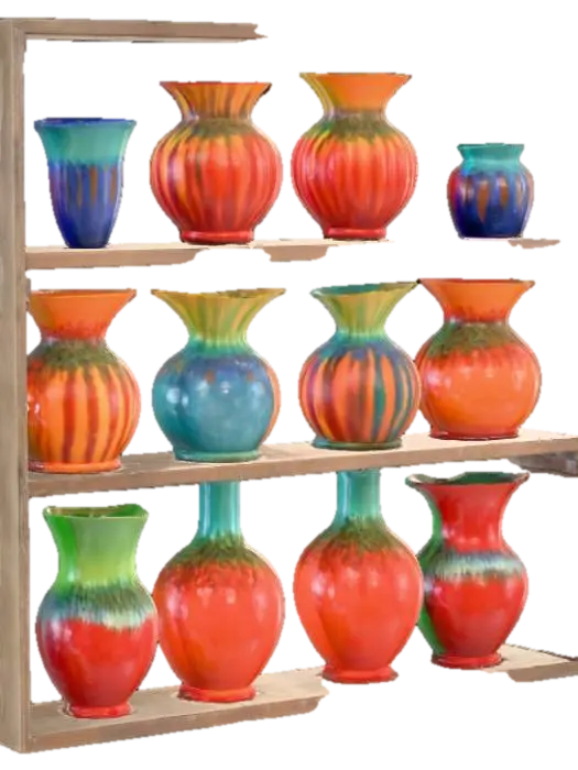 3D model for Colorful Clay Vases Display