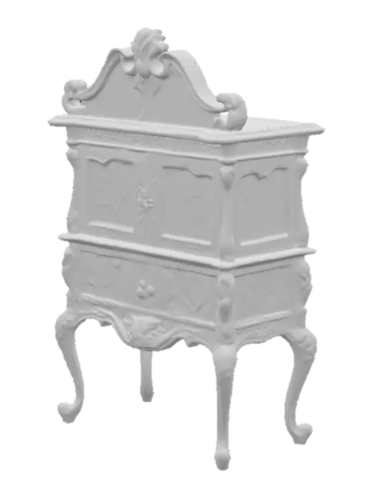 3D model for A high resolution crackled paint floral secretaire
