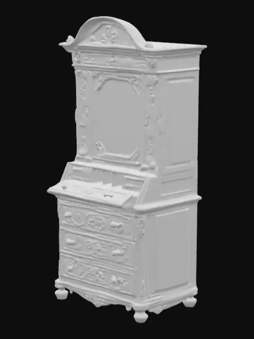 3D model for A high resolution crackled paint floral secretaire