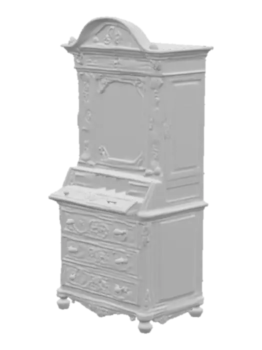3D model for A high resolution crackled paint floral secretaire