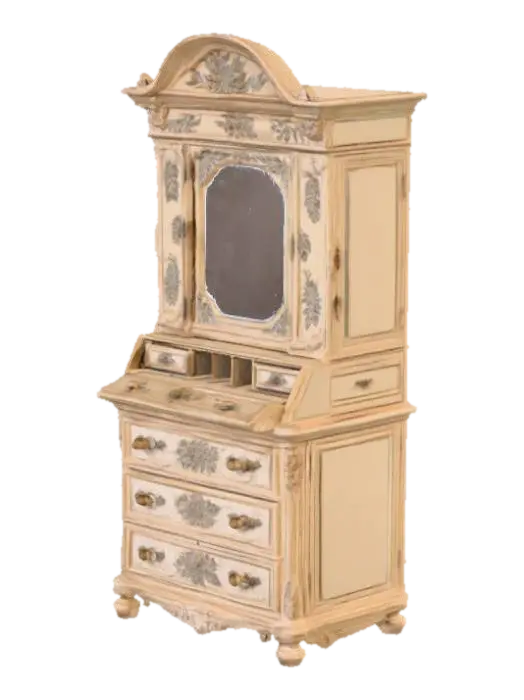 3D model for A high resolution crackled paint floral secretaire
