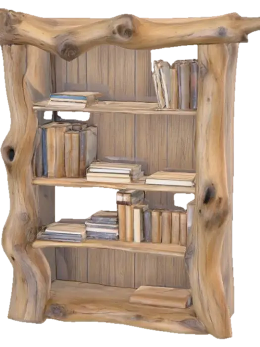 A driftwood bookcase , #PBR# - Shelves 3D model, vytvořený pomocí AI