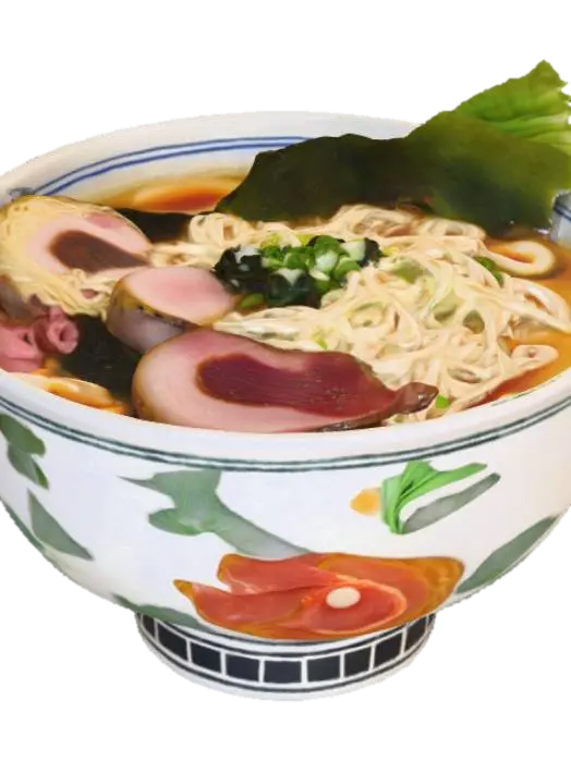 A high resolution ramen in a hand painted ramen bowl , #PBR# - Soup 3D model, vytvořený pomocí AI