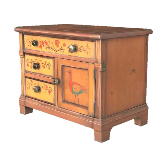 Colorful Folk Art Cabinet - Painted 3D model, AI generated