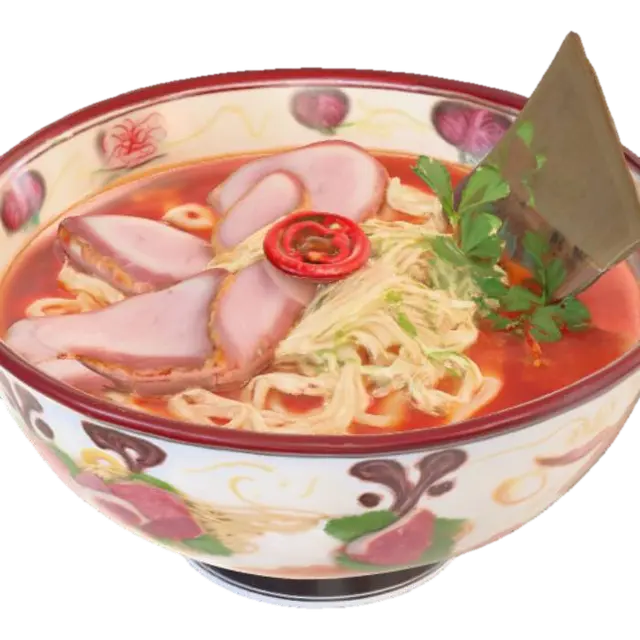 A high resolution ramen in a hand painted ramen bowl , #PBR# - Soup 3D model, vytvořený pomocí AI