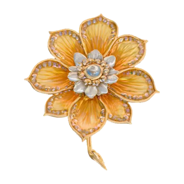High resolution micro-mosaic floral brooch , #PBR# 3D model, vytvořený pomocí AI