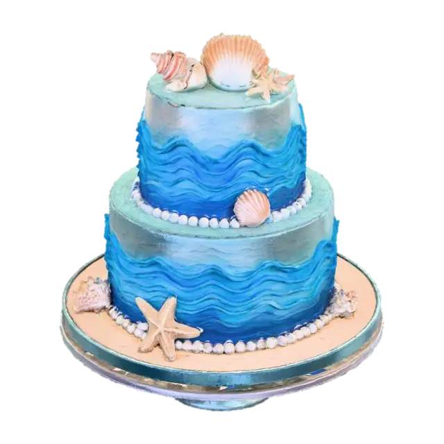 Seaside Celebration Cake, #food# 3D model, vytvořený pomocí AI