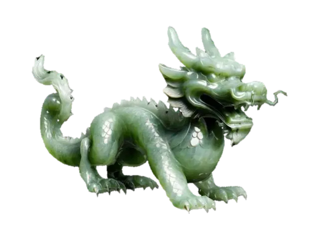 A statue of a Chinese Jade Dragon, in Fu Dog Style. Ultra-realistic high detail… 3D model, vytvořený pomocí AI