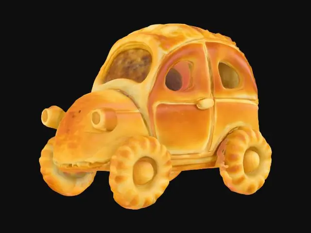3D model for [Bolivia] A delicious realistic looking salteña pastry turned into a car with four wheels and a front window #AroundTheWorld#