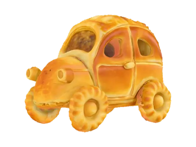 3D model for [Bolivia] A delicious realistic looking salteña pastry turned into a car with four wheels and a front window #AroundTheWorld#