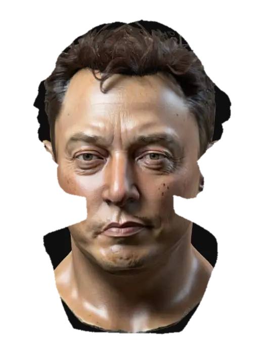 Elon Musk, High detail Head Bust. - Figurines 3D model, vytvořený pomocí AI