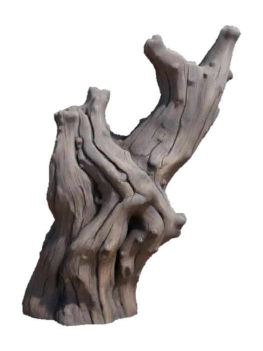 Modelong 3D na A gnarled wooden totem stands tall, its form spiraling upwards with deep, ancient… - Natural, ginawa ng AI