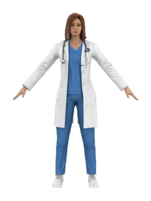 Doctor in White Coat 3D model, vytvořený pomocí AI