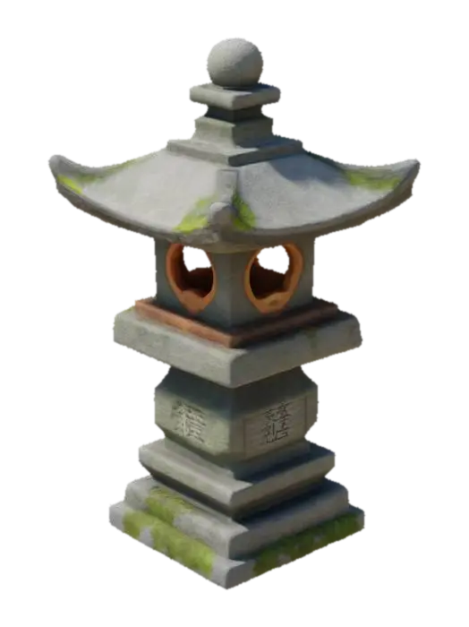 Create a detailed 3D model of a traditional Japanese stone lantern (Ishi-dōrō) with… - Asia 3D model, vytvořený pomocí AI