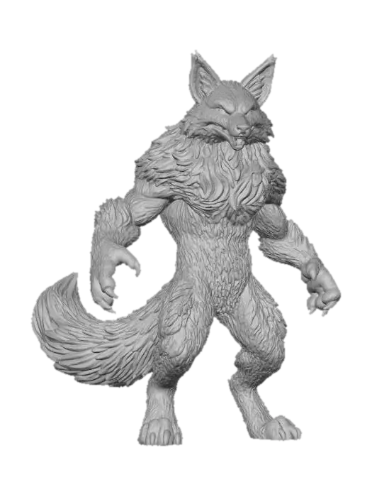3D model for A furry fox villain character, orange and white fur, with scary evil eyes , T-pose #villain#