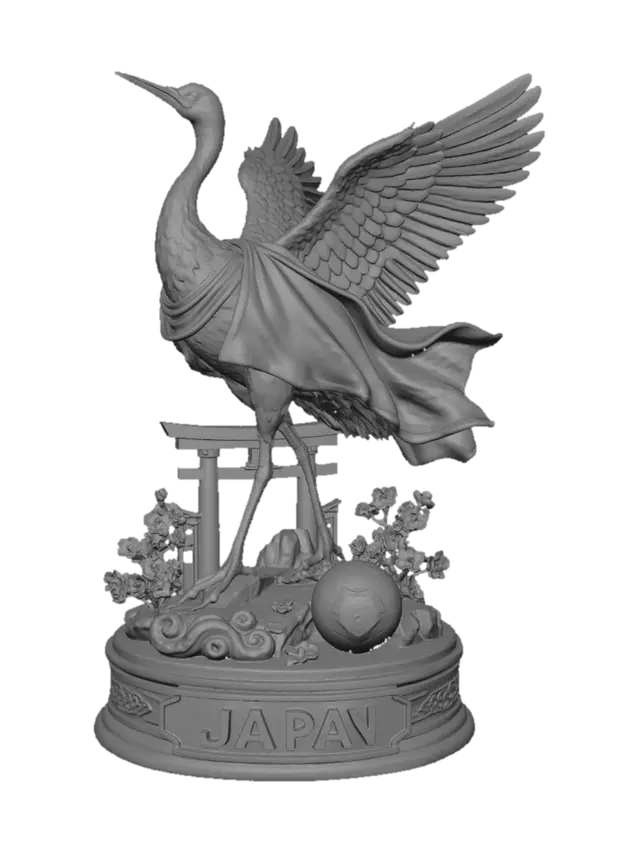 3D model for Flag-Wrapped Crane of Japan
