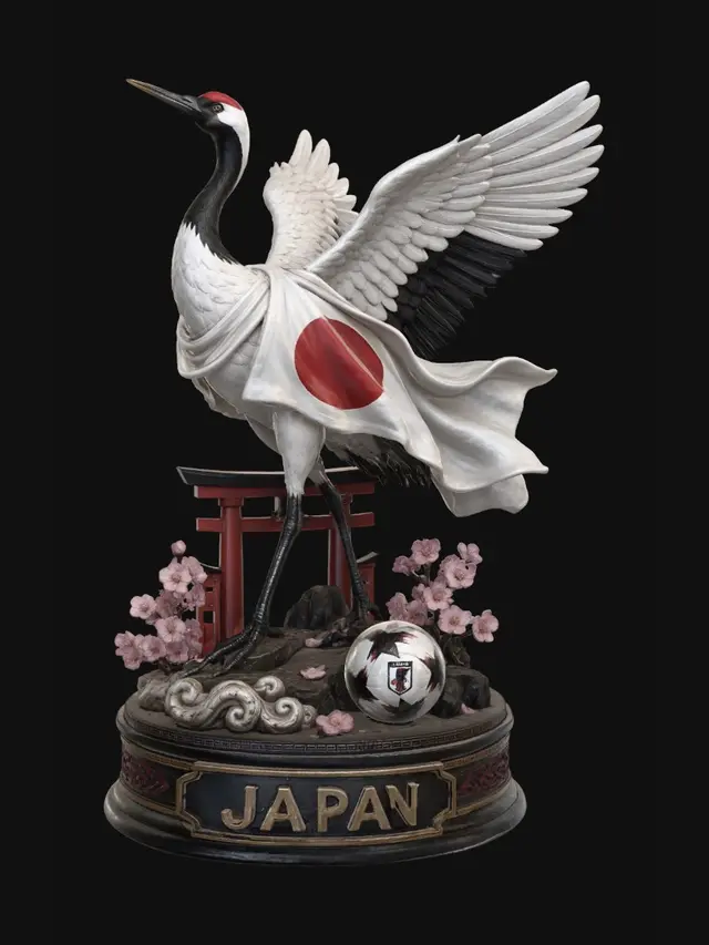 3D model for Flag-Wrapped Crane of Japan