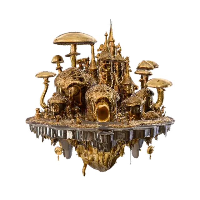 Enchanted Mushroom Haven - Fairytale 3D model, vytvořený pomocí AI